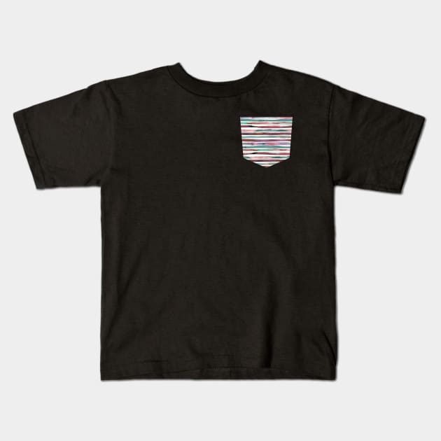 Pocket - WATERCOLOR STRIPES RED AND GREEN Kids T-Shirt by ninoladesign